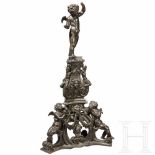 A pair of monumental Venetian andirons in Renaissance style, 19th centuryCast in finely reworked