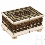 An Italian inlaid Embriachi casket, circa 1500The rectangular wooden casket mounted on four