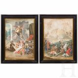 A pair of exceptional South German vanitas representations, early 18th centuryFramed watercolour and