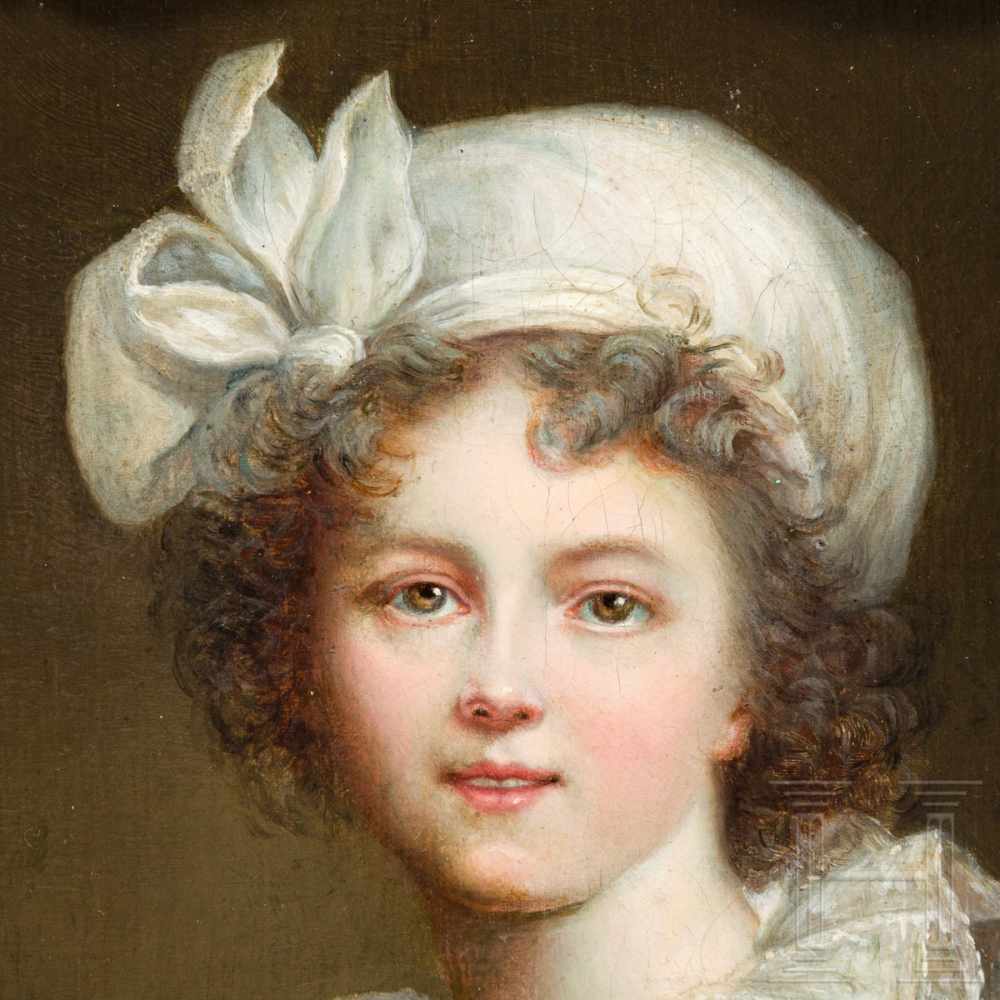 A fine probably German portrait of a young female artist, circa 1800Oil on canvas. In finely - Image 2 of 5