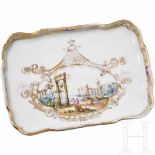 A delicately painted tray with motif and decor from the 18th century, Meissen, 18th/19th