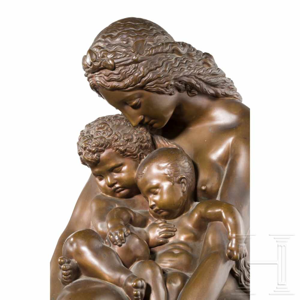 Auguste Hyacinthe Debay, "Eve with her Sons Cain and Abel", dated 1845Bronze, patinated. Depiction - Image 4 of 9