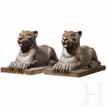 Konrad Johann Taucher (*24.10.1873 Nuremberg, †13.01.1950 Karlsruhe) – a pair of bronze lionsFully