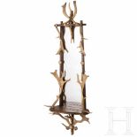 A German antler furniture as rifle rack, circa 1900Minor traces due to age and using. New mirror