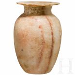 A Roman-Egyptian alabaster jar, 1st – 3rd centuryBellied alabaster vase with short neck and wide