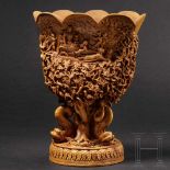 A fabulous Austrian chalice carrved with hunting motifs, from the workshop of Johann Rint (*1814