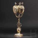 A German three-branch pineapple trophy, set with diamonds, circa 1900Silver, cast, hammered,