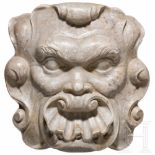 A Spanish Baroque fountain mask in marble, 17th centuryChiselled marble, known as "Sierra-Ettira"