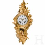 A fire-gilt Louis XV cartel clock, Dupont of Paris, mid-18th centuryThe bronze housing richly