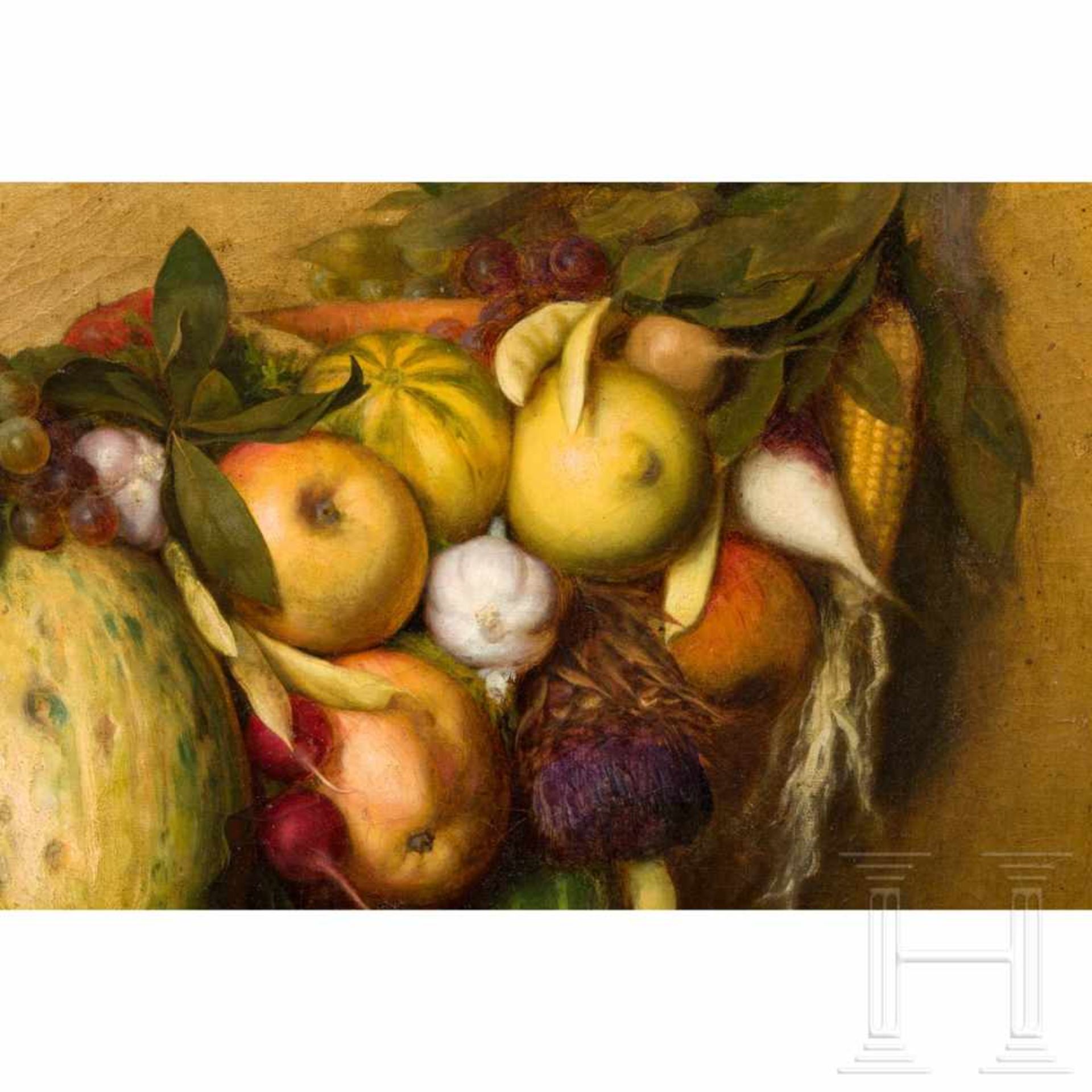 An Italian still-life with fruits, 19th centuryOil on canvas on golden background. Unsigned. - Bild 3 aus 4
