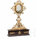 A small Italian Renaissance reliquary, 17th centuryFree-standing, rosewood and gilt bronze,