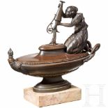 An elegant French neoclassical bronze cover cup, on Siena-Gialo marble base, 19th centuryAuf Siena-