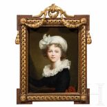 A fine probably German portrait of a young female artist, circa 1800Oil on canvas. In finely