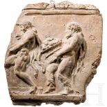 A Roman Campana relief with Bacchian scene, 1st - 2nd century.Right part of a Campana relief