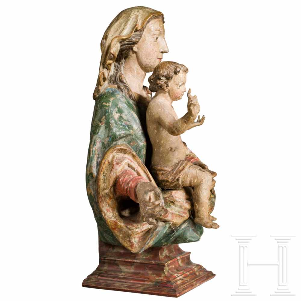 A South German/Austrian Madonna and Child, circa 1720The softwood figure carved in three-quarter - Image 2 of 5