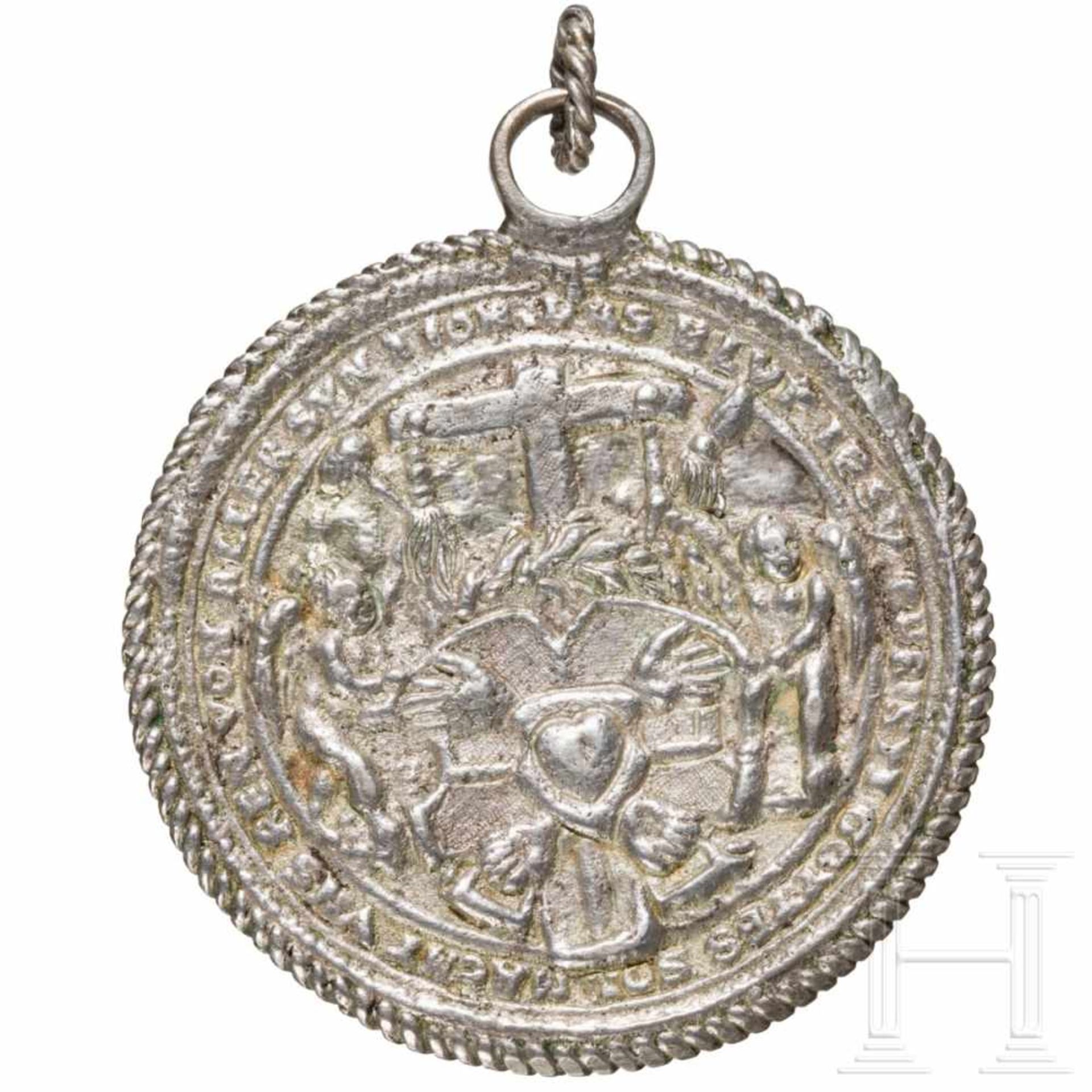 A German religious silver medal, circa 1600, later cast of the 17th/18th centuryRunde Medaille mit - Bild 2 aus 2