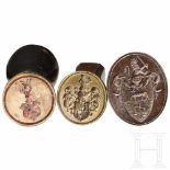 Three seals, 18th/19th centurySiegelflächen aus Messing bzw. Eisen mit jeweils negativ geschnittenen