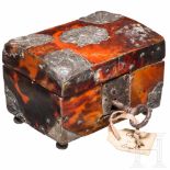 A rare Baroque miniature casket in tortoiseshell, Antwerp, 17th centuryRectangular wood core