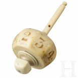 A neoclassical French turned ivory spinning top with Arabic numbers, early 19th century Turned,