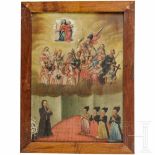 An Ex Voto painting with fourteen saints, German, 18th centuryÖl auf Holz. Darstellung eines