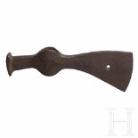 A Viking battle axe head, 9th centuryAn iron battle axe head with rounded cutting edge. The blade