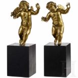 A pair of small fire gilded bronze Baroque cherubs, Italy, early 18th centuryVollplastisch