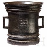 A large iron mortar from a Wurttembergian court-apothecary, circa 1650Einteilig gegossener