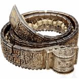 A silver Caucasian jewelry belt, 2nd half of the 19th centuryHeavy, silver, partially gilded and