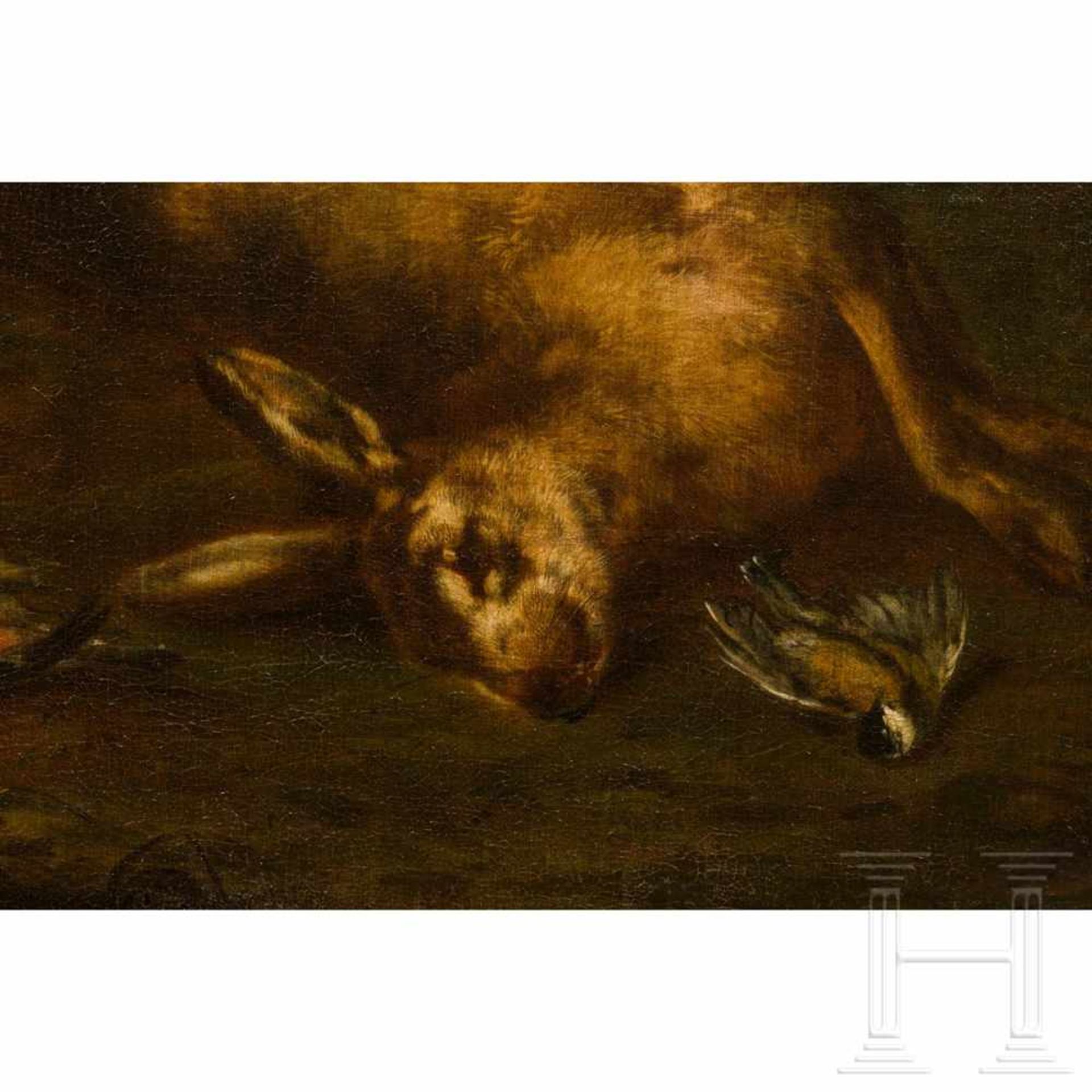 A southern German still life with hare and partridge, monogrammed, early 18th century Öl auf - Bild 3 aus 5