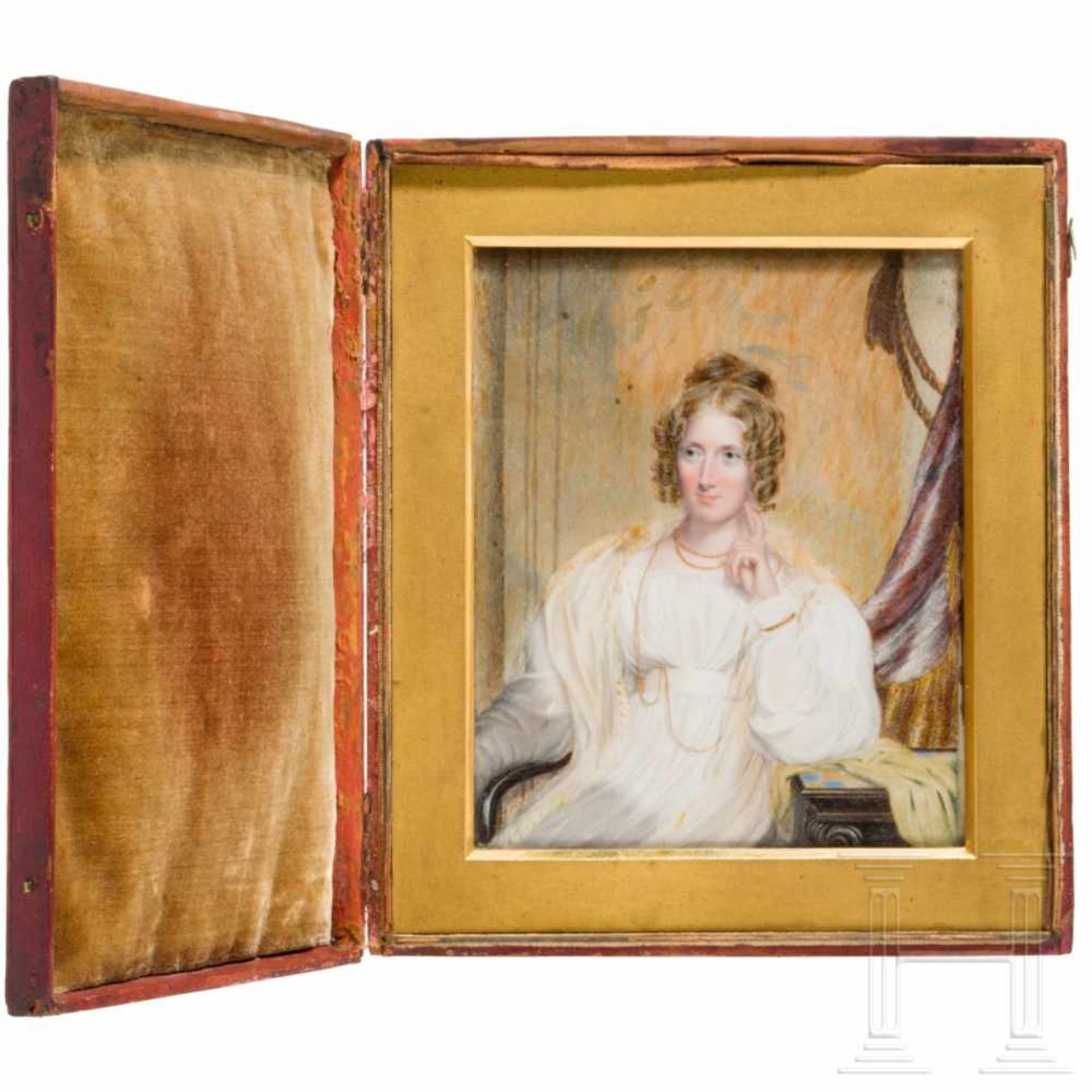 A portrait-miniature of Annette von Droste-Hülshoff, attr. to Henry Collen (1797 – 1879), circa