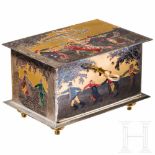 A fine Swedish iron Art Deco casket, polychomely enamelled, chromed and gilded, circa 19200On the