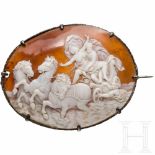 An Italian neoclassical finely carved and silver mounted convex/oval cameo, 19th centuryCameo