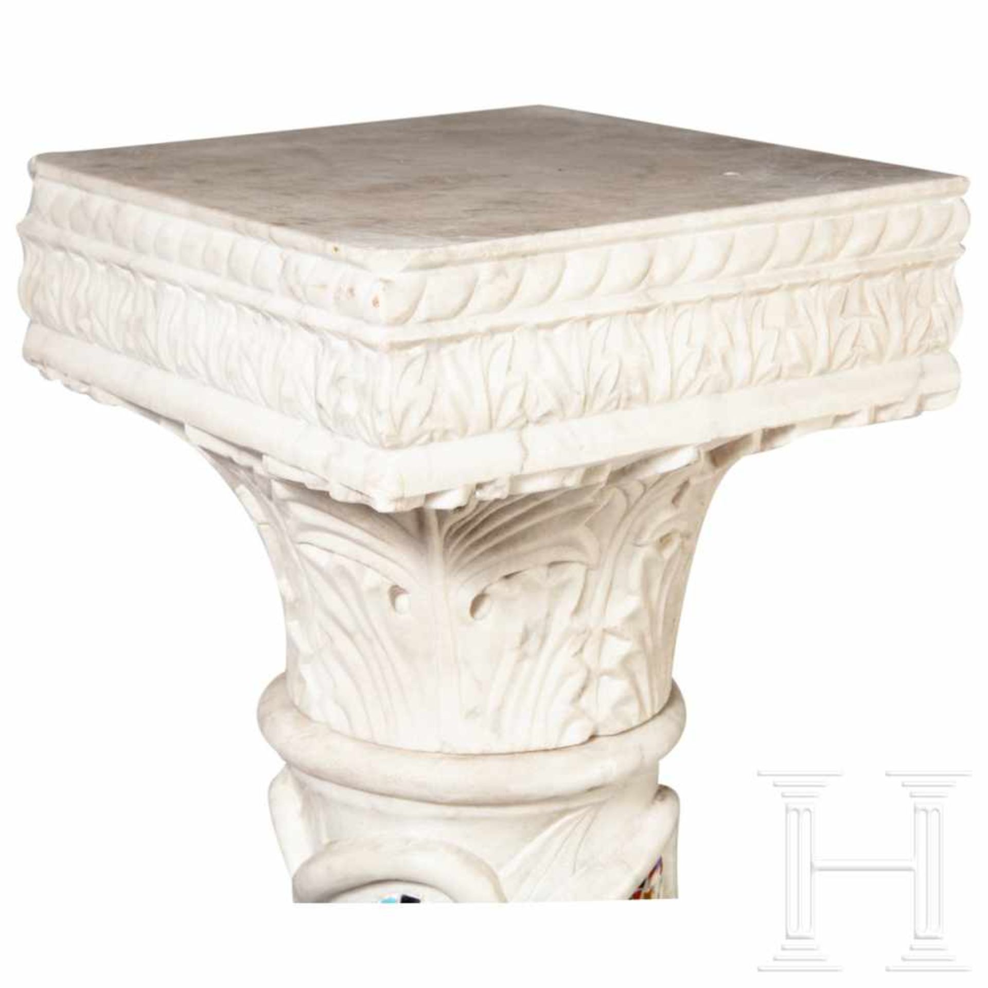 An unusual marble column in Romanesque style, probably Venice, 19th centuryMade of three parts. - Bild 3 aus 4