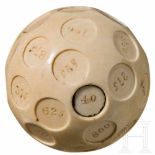 A large probably English ivory "puzzle" ball with Arabic numbers from 1 to 1000, 19th centuryMassive