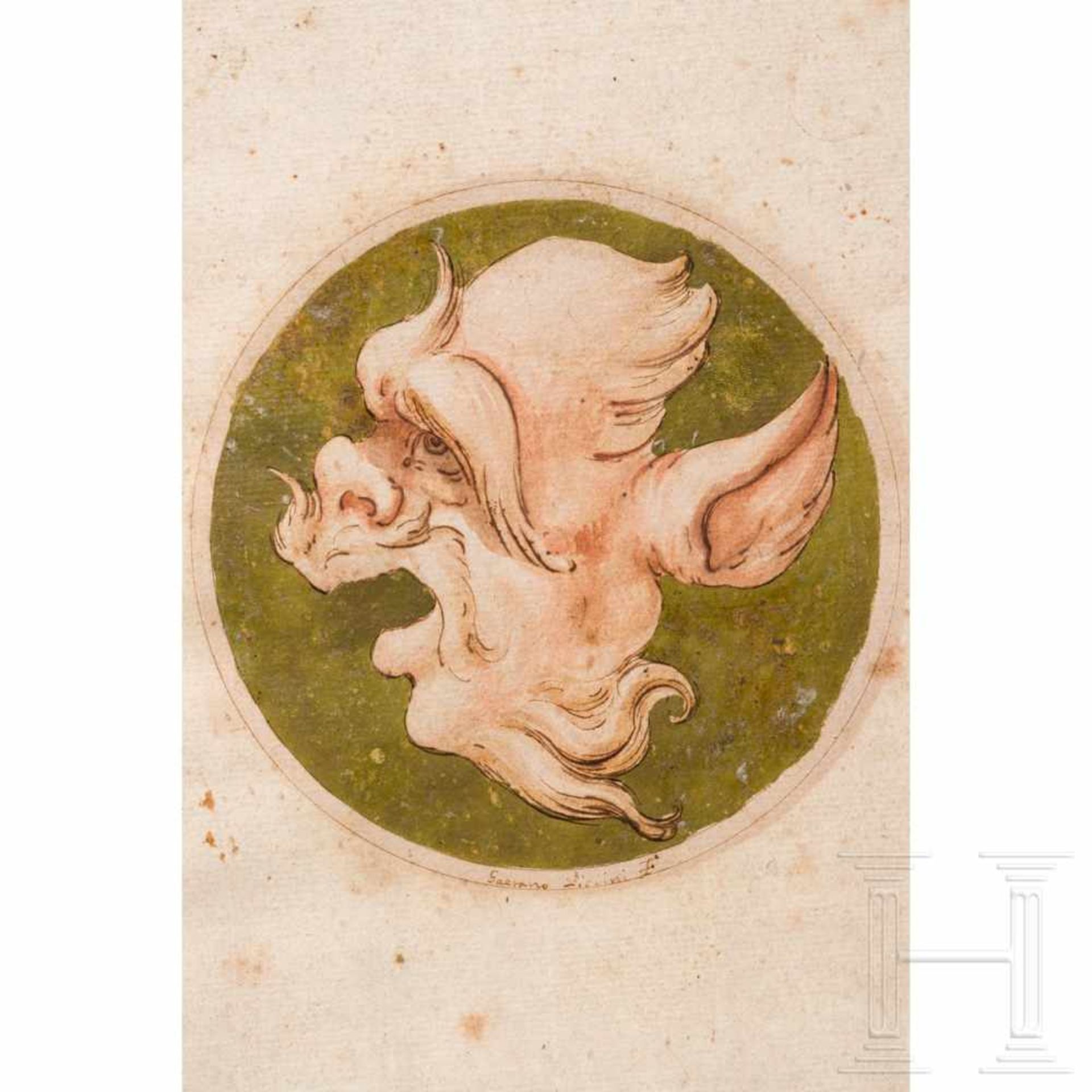 Gaetano Piccini (circa 1700 - circa 1750), an Italian Old Master drawing of a grotesque figure, 18th - Bild 2 aus 4