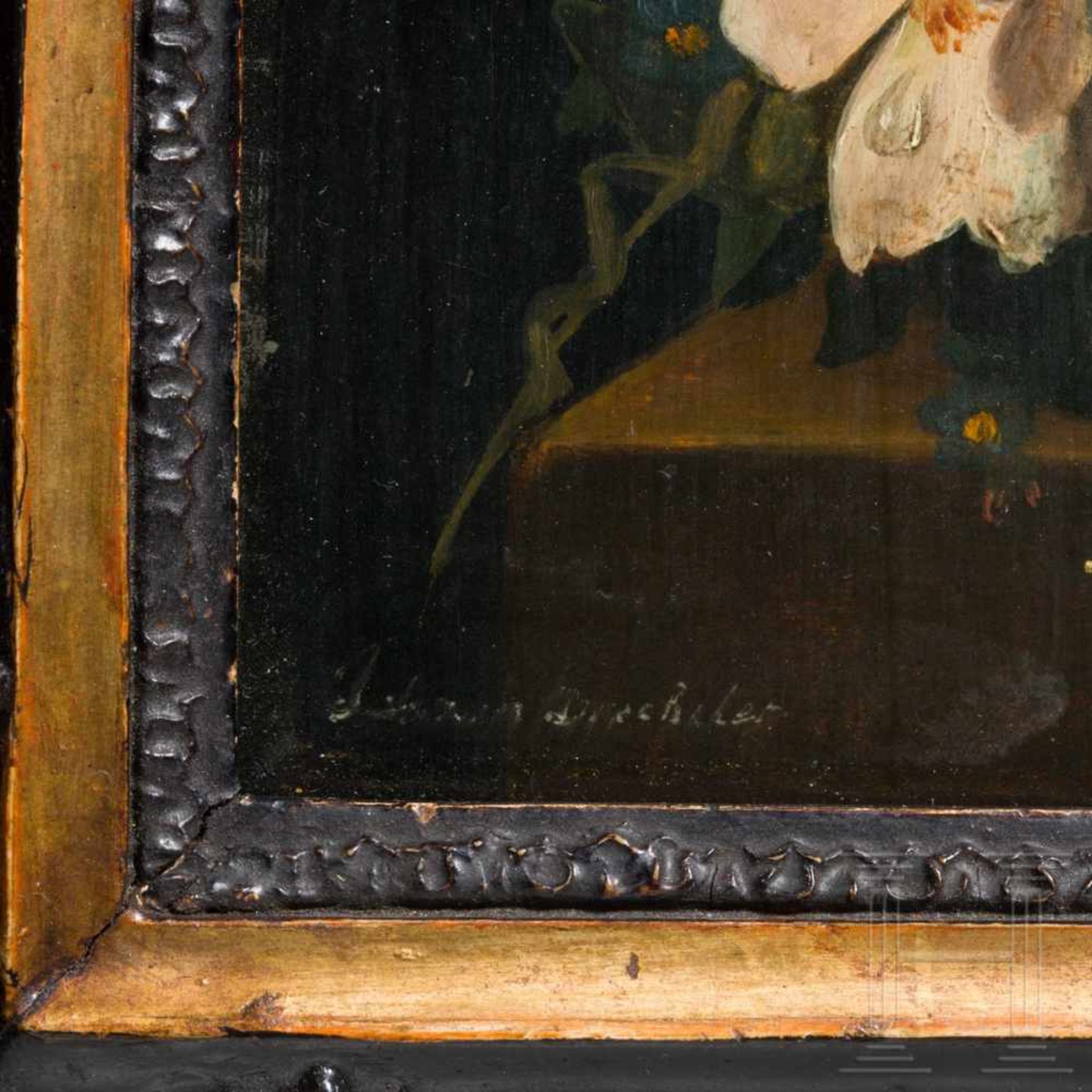 A small Viennese still-life of flowers "Johann Drechsler", circa 1780Oilpainting on wood. Still-life - Bild 3 aus 3