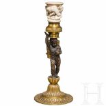 A small neoclassical German gilded bronze and carved ivory chandelier, circa 1800Partly engraved,