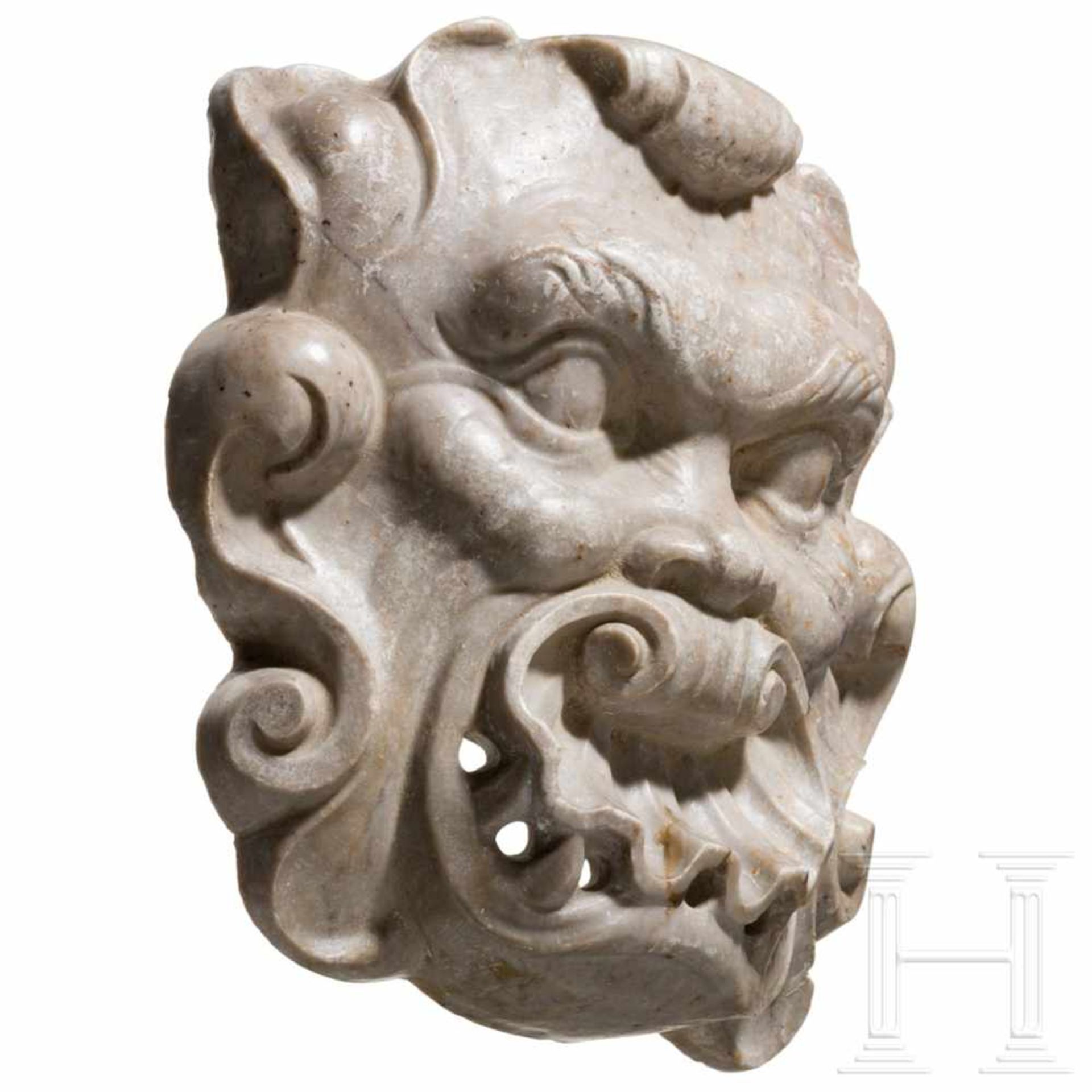 A Spanish Baroque fountain mask in marble, 17th centuryChiselled marble, known as "Sierra-Ettira" - Bild 2 aus 3