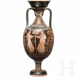 A red figure amphoraA modern high quality amphora decorated with a red-figured scene based on
