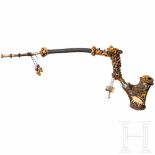 A rare southern German carved staghorn pipe with hunting motives, 19th centuryGeschnitzter