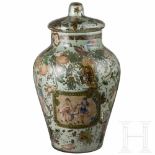 An Italian neoclassical Arte Povera glass vase with Chinoiserie, circa 1800Glass and polychrome