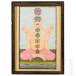 A miniature painting of a Yogi, Gouache on paper, India, 19th cent.Gouache auf Papier. Sitzender