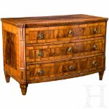 A partly carved southern Germany neoclassical walnut commode, circa 1800Softwood body veneered in