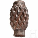 A German mace head, 15th centuryIron. The elongated oval-shaped striking head with surrounding