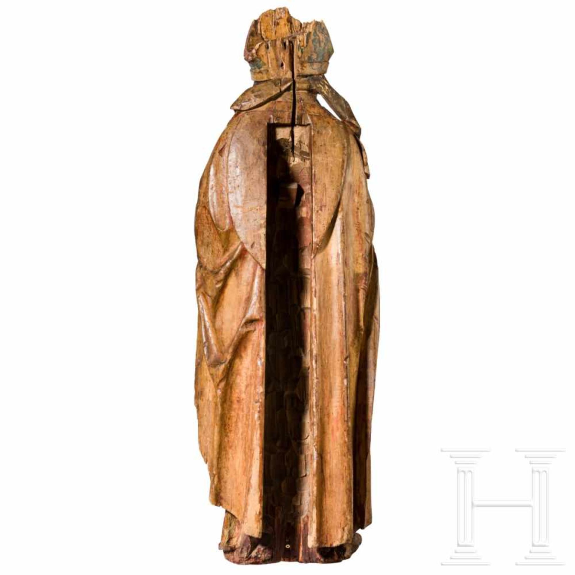 A South German sculpture of a church father, circa 1500The lime wood figure painted in colour and - Bild 2 aus 7