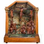 An usual Austrian/Tyrolean (?) carving of Calvary Hill, 17th centuryIn a classical glass display