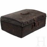 A rare French Louis XIII casket, 1st half of the 17th centuryLeather covered wooden core. Partly