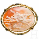 A very fine gold and enameled French brooch in the shape of a cameo, 19th centuryStamped with