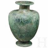 A Greek bronze hydria, 5th Century BCAn exquisite, large bronze hydria. The ovoid body with broad