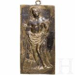 An Italian bronze plaque with Saint Sebastian, 17th centuryHochrechteckig gegossene Plakette mit